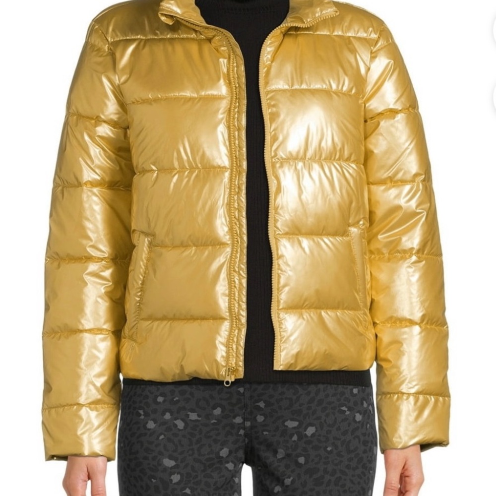 Time and Tru light puffer jacket, gold
